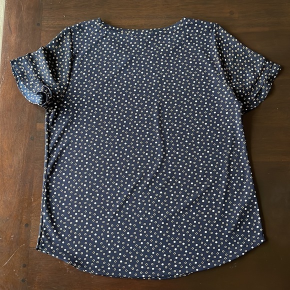 Navy blouse with tiered ruffles on sleeves - Picture 2 of 6